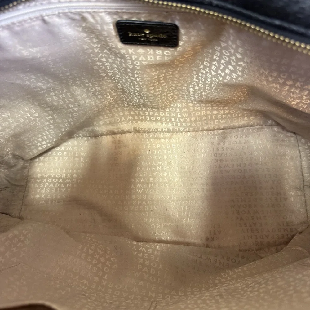 Kate Spade NY Harmony Valencia Road Black Ostrich Embossed Leather Tote Work Bag
